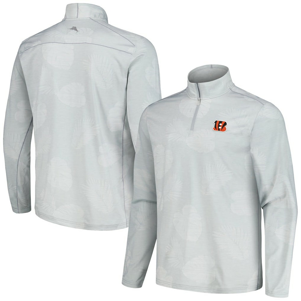 Cincinnati Bengals Delray Frond IslandZone Half-Zip Sweatshirt Gray - Tommy Bahama