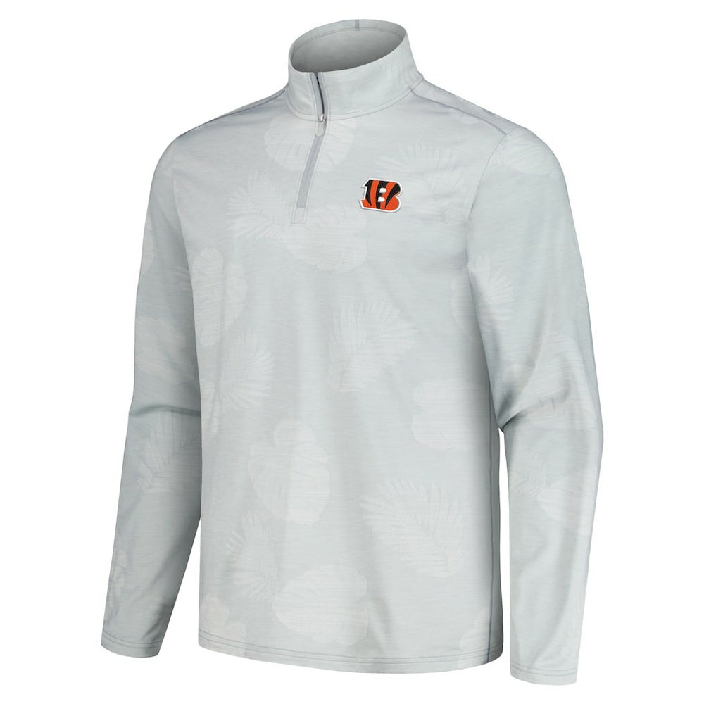 Cincinnati Bengals Delray Frond IslandZone Half-Zip Sweatshirt Gray - Tommy Bahama
