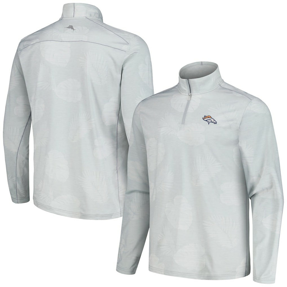 Denver Broncos Delray Frond IslandZone Half-Zip Sweatshirt Gray - Tommy Bahama