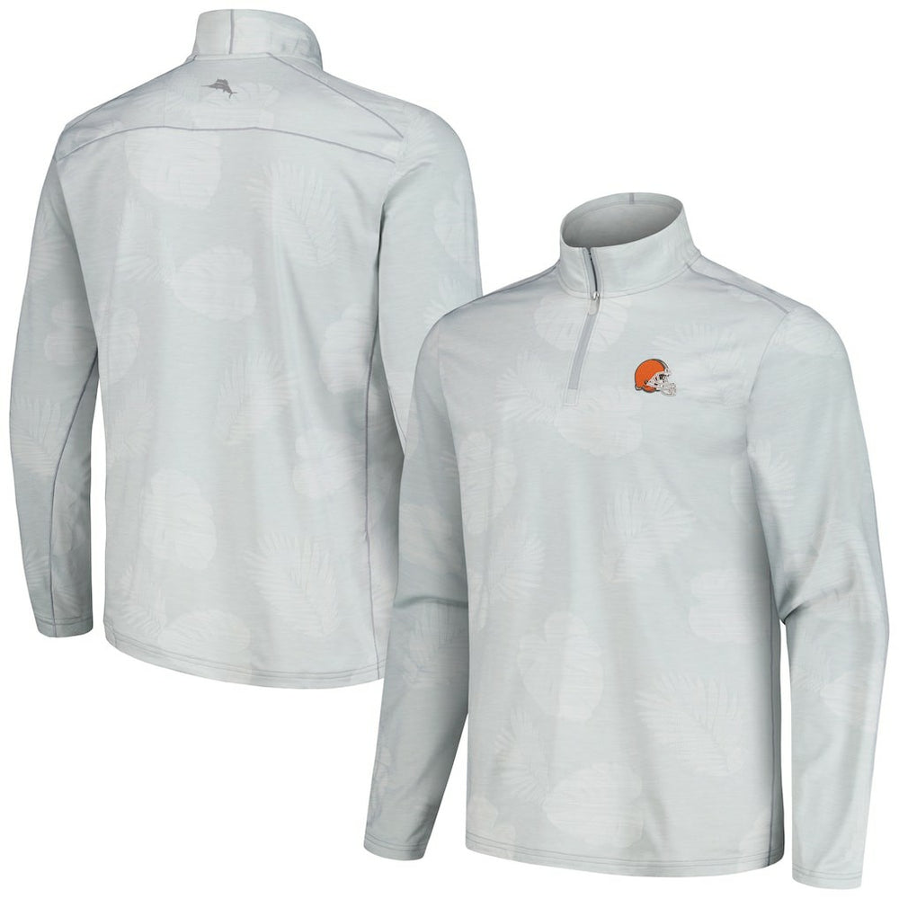 Cleveland Browns Delray Frond IslandZone Half-Zip Sweatshirt Gray - Tommy Bahama