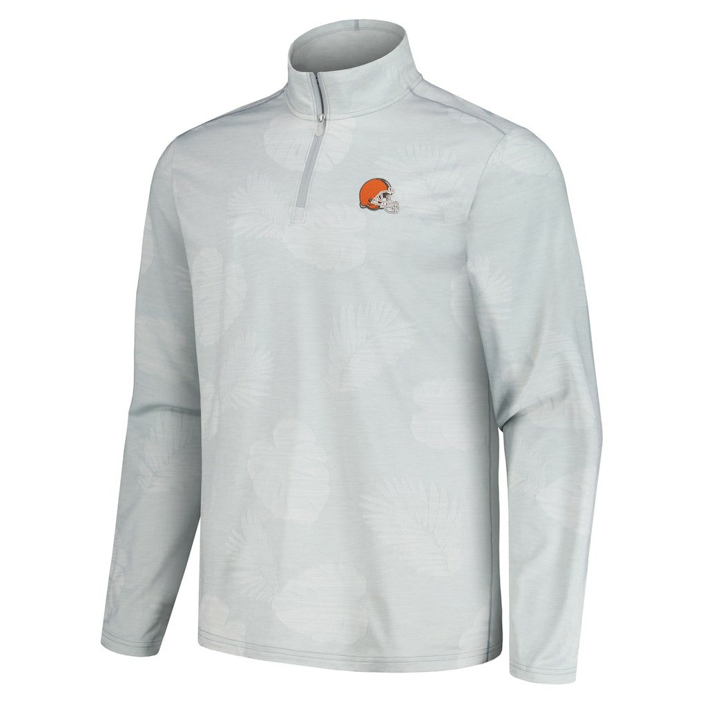 Cleveland Browns Delray Frond IslandZone Half-Zip Sweatshirt Gray - Tommy Bahama