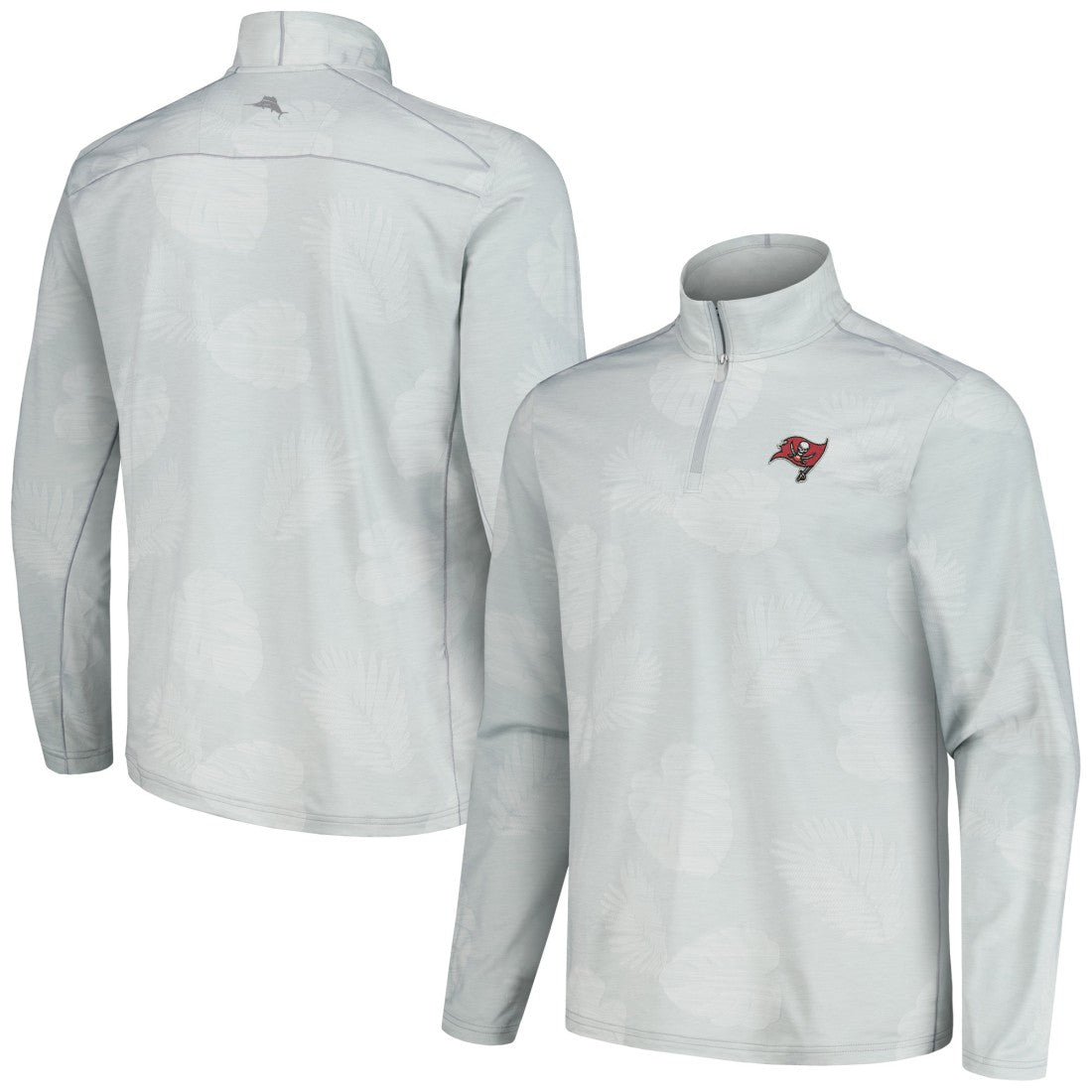 Tampa Bay Buccaneers Delray Frond IslandZone Half-Zip Sweatshirt Gray - Tommy Bahama