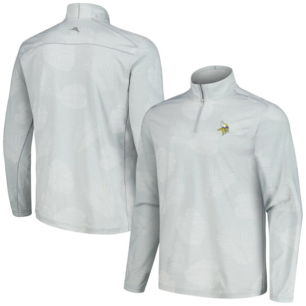 Minnesota Vikings Delray Frond IslandZone Half-Zip Sweatshirt Gray - Tommy Bahama