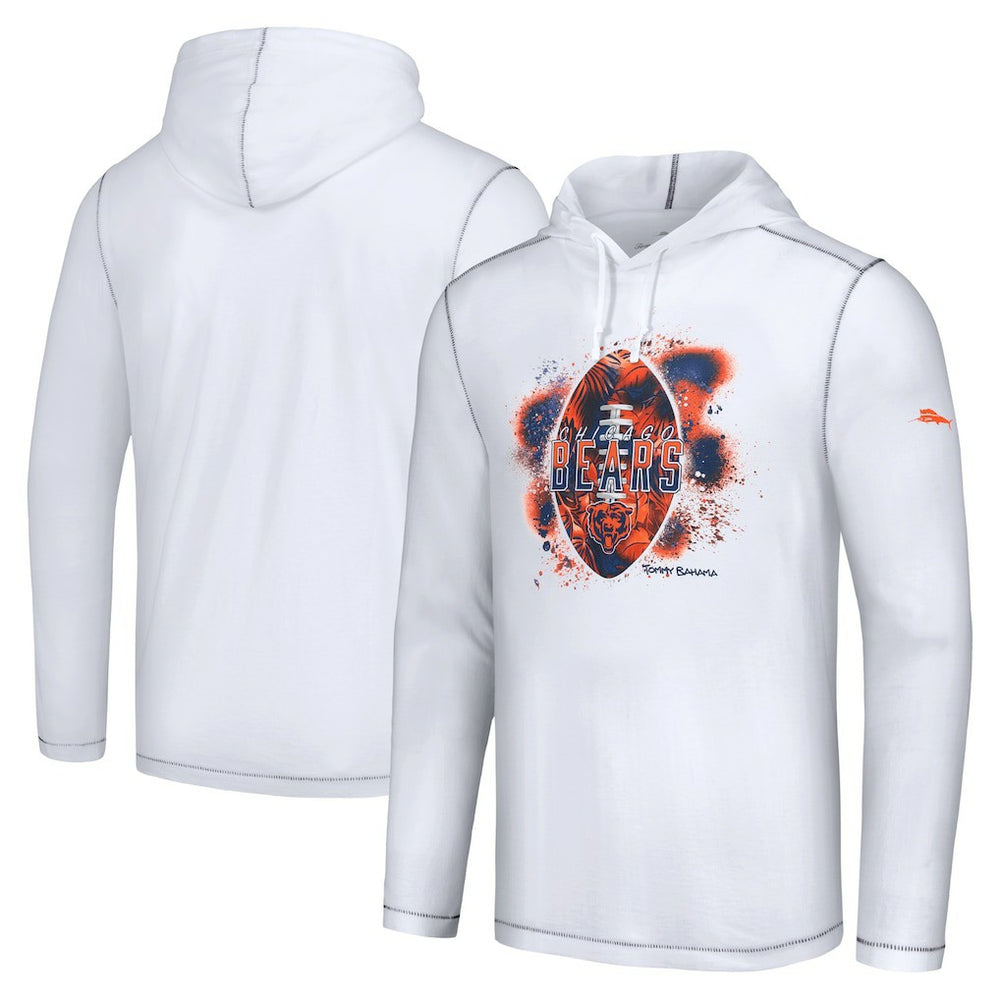 Chicago Bears Graffiti Touchdown Pullover Hoodie White - Tommy Bahama