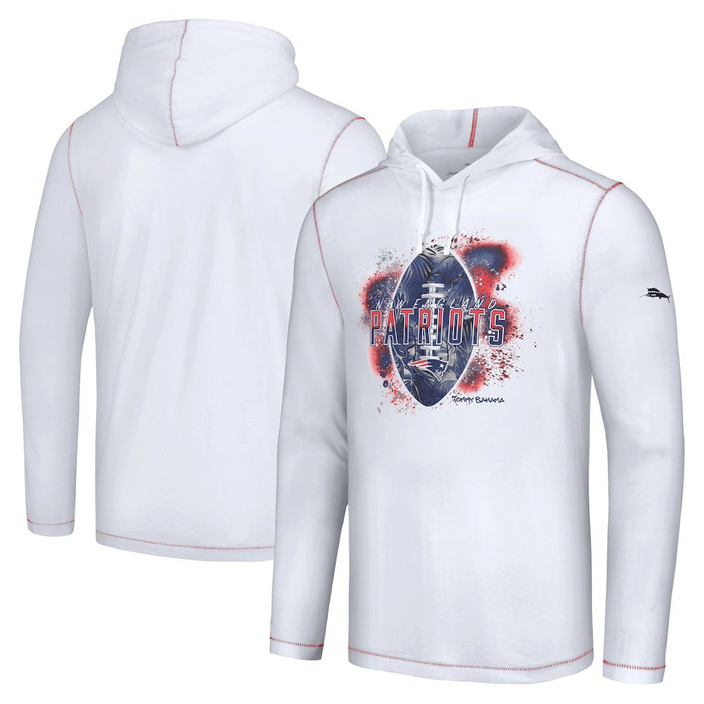 New England Patriots Graffiti Touchdown Pullover Hoodie White - Tommy Bahama