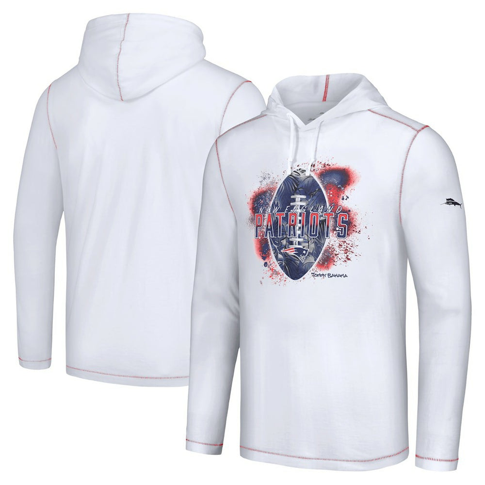 New England Patriots Graffiti Touchdown Pullover Hoodie White - Tommy Bahama