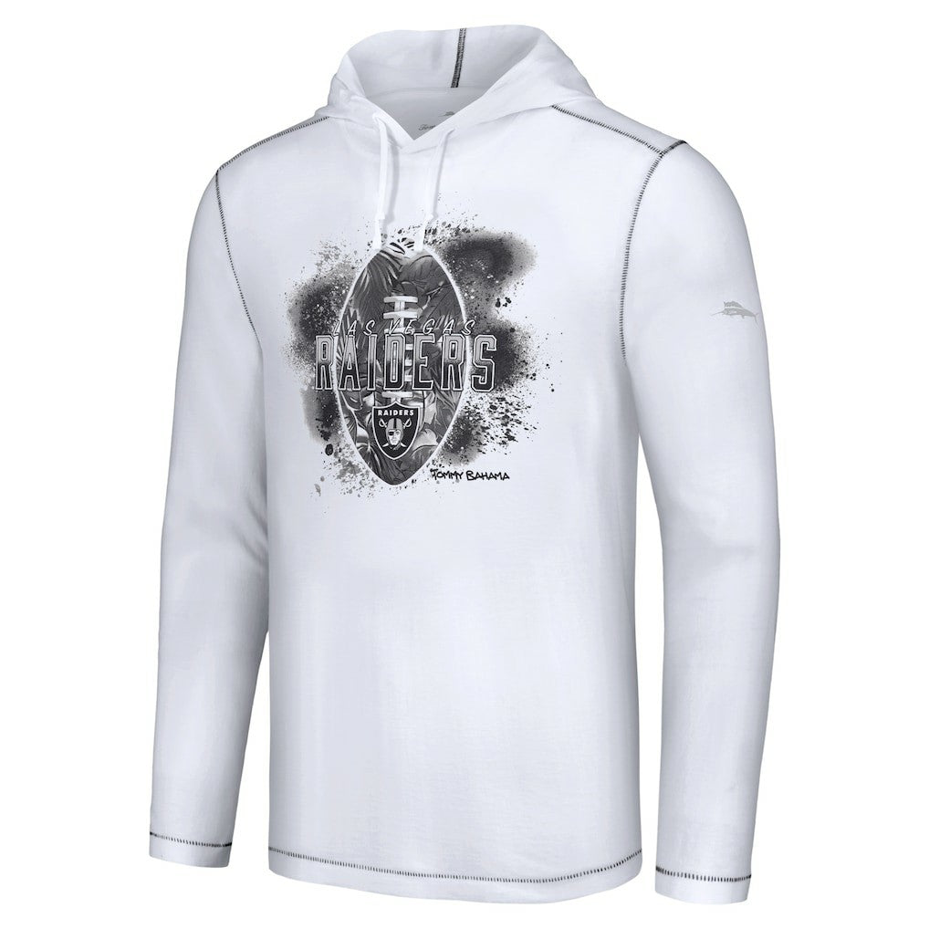 Las Vegas Raiders Graffiti Touchdown Pullover Hoodie White - Tommy Bahama