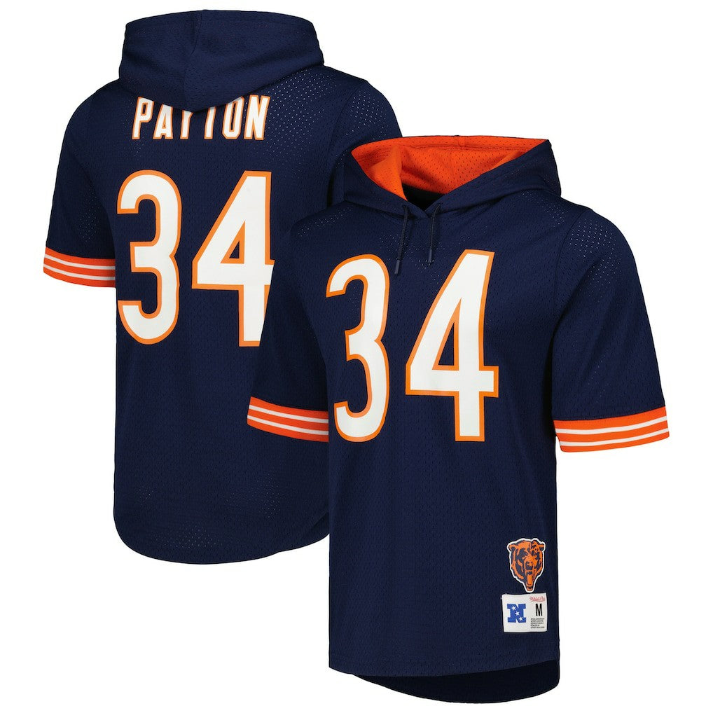 Walter Payton Chicago Bears Retired Player Name & Number Mesh Hoodie T-Shirt Navy - Mitchell & Ness