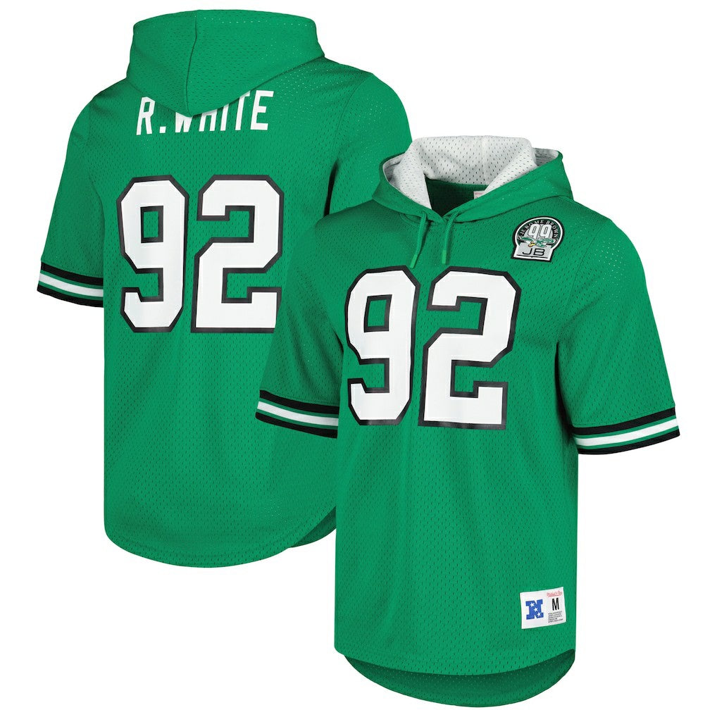 Reggie White Philadelphia Eagles Retired Player Name & Number Mesh Hoodie T-Shirt Kelly Green - Mitchell & Ness