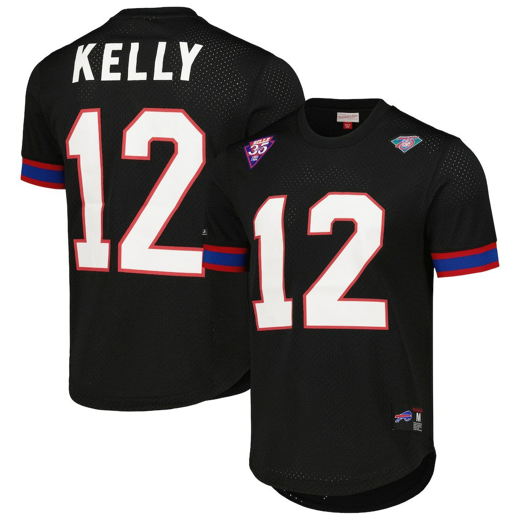 Jim Kelly Buffalo Bills Retired Player Name & Number Mesh Top Black - Mitchell & Ness