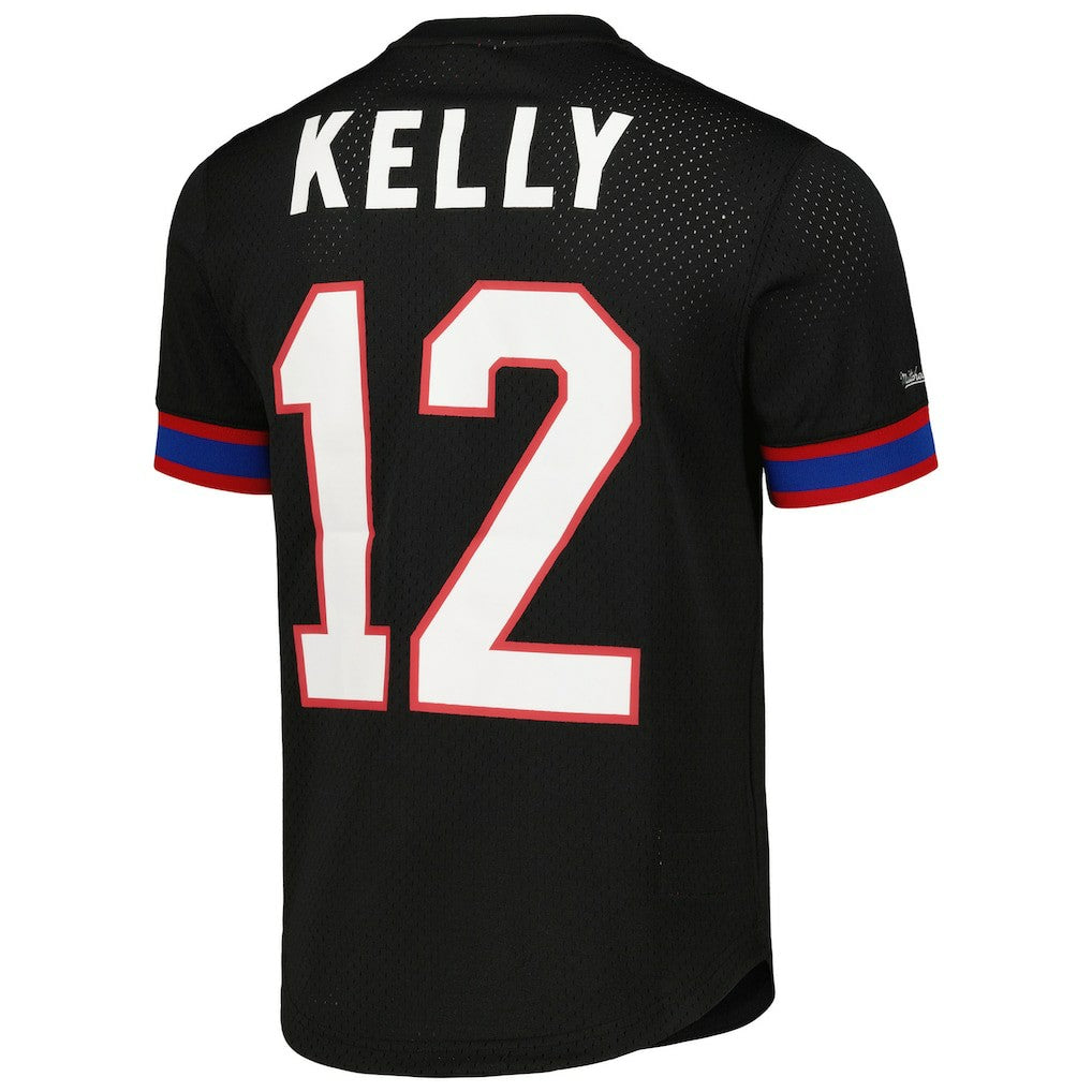 Jim Kelly Buffalo Bills Retired Player Name & Number Mesh Top Black - Mitchell & Ness