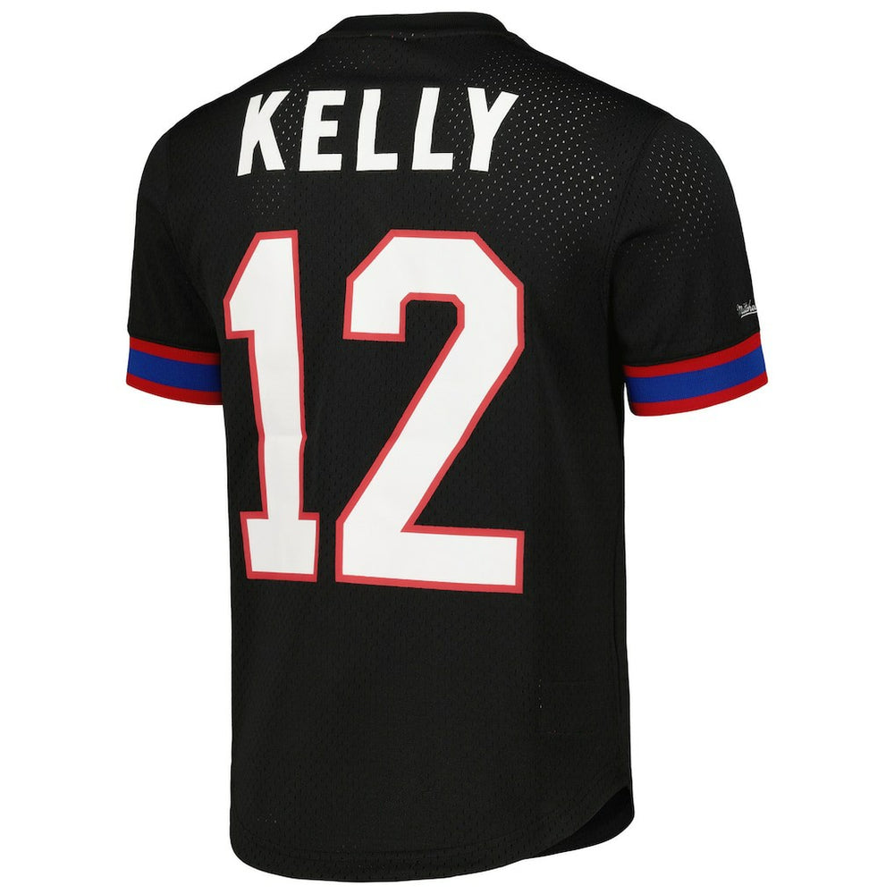 Jim Kelly Buffalo Bills Retired Player Name & Number Mesh Top Black - Mitchell & Ness