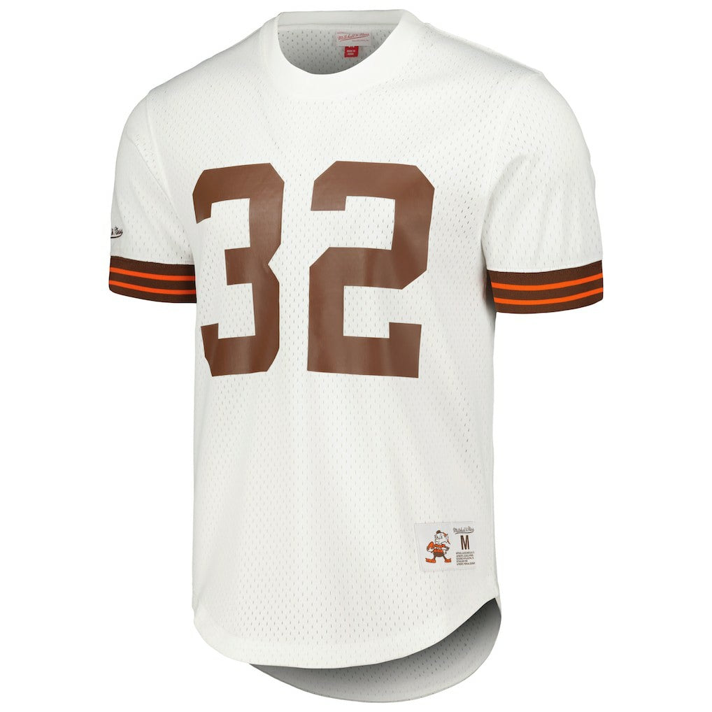 Jim Brown Cleveland Browns Retired Player Name & Number Mesh Top White - Mitchell & Ness