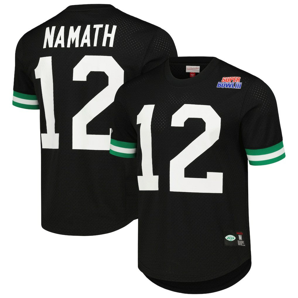 Joe Namath New York Jets Retired Player Name & Number Mesh Top Black - Mitchell & Ness