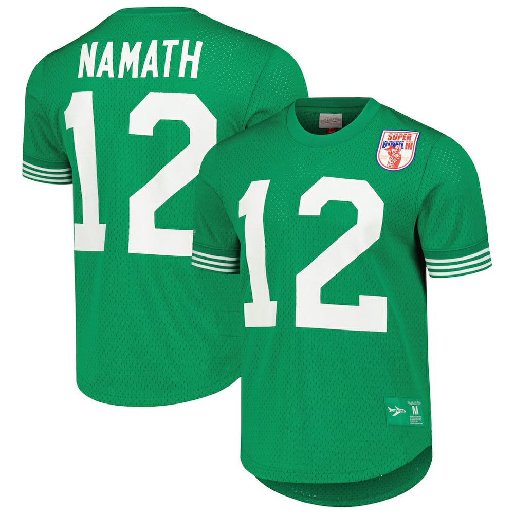 Joe Namath New York Jets Retired Player Name & Number Mesh Top Kelly Green - Mitchell & Ness