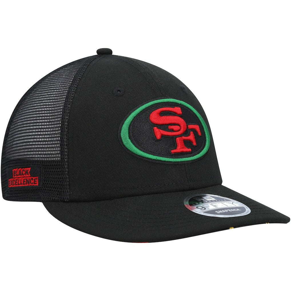 San Francisco 49ers New Era Black Excellence Collection Trucker Low Profile 9FIFTY Snapback Hat Black - NFL
