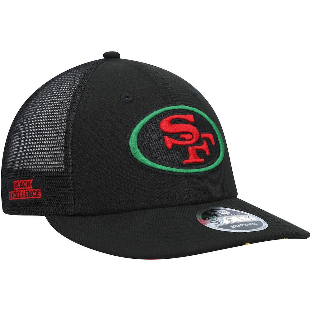San Francisco 49ers New Era Black Excellence Collection Trucker Low Profile 9FIFTY Snapback Hat Black - NFL
