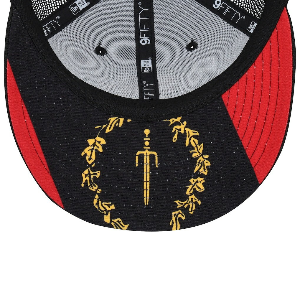 San Francisco 49ers New Era Black Excellence Collection Wordmark Trucker Low Profile 9FIFTY Snapback Hat Scarlet - NFL