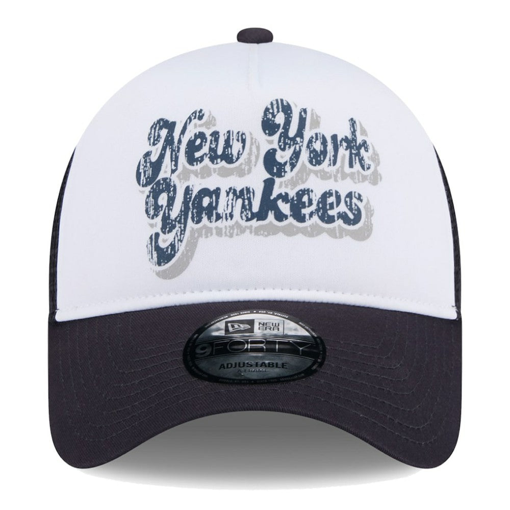 New York Yankees New Era Women's Throwback Team Foam Front A-Frame Trucker 9FORTY Adjustable Hat Lifestyle