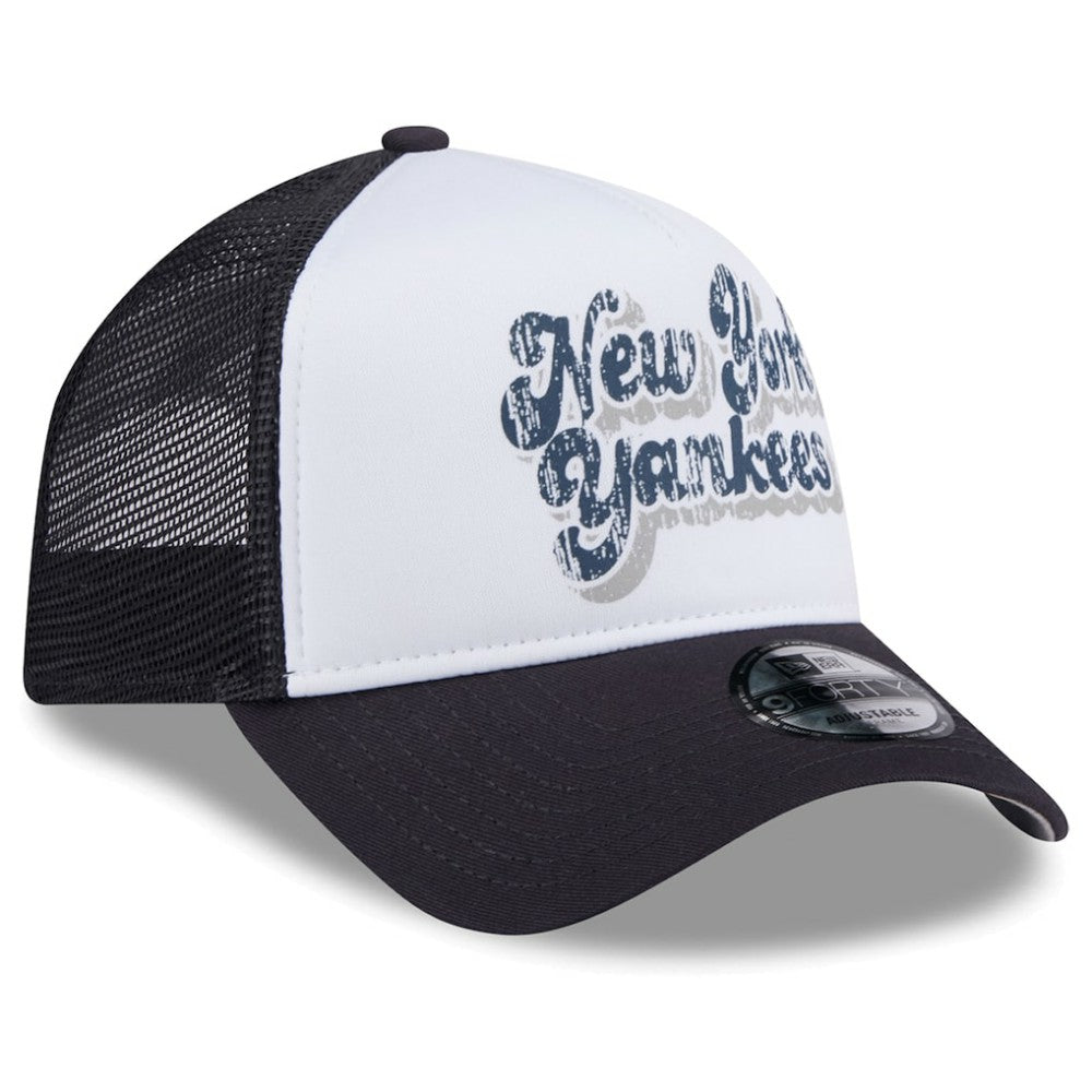 New York Yankees New Era Women's Throwback Team Foam Front A-Frame Trucker 9FORTY Adjustable Hat Lifestyle