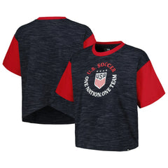 New Era USWNT 5th & Ocean by New Era Women's Athletic Cross Back Cropped T-Shirts - Navy
