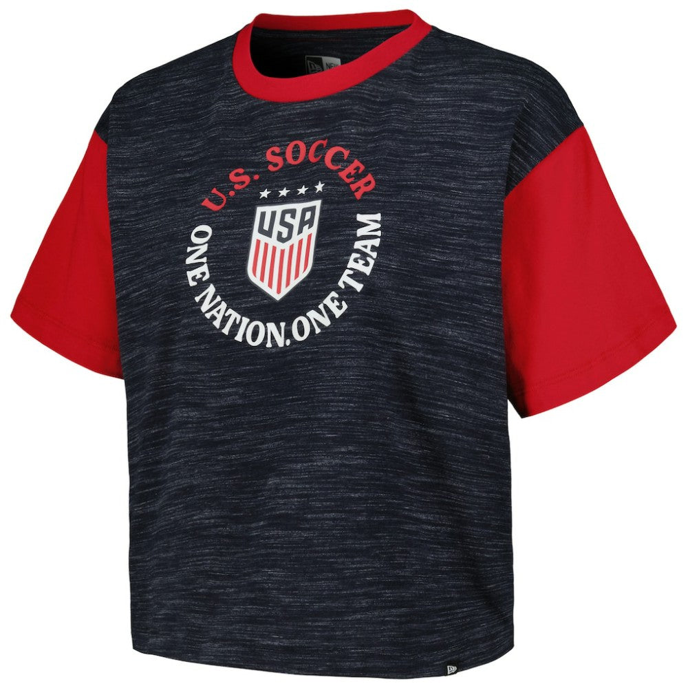 New Era USWNT 5th & Ocean by New Era Women's Athletic Cross Back Cropped T-Shirts - Navy