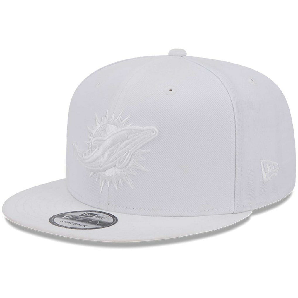 Miami Dolphins New Era Main White on White 9FIFTY Snapback Hat - NFL