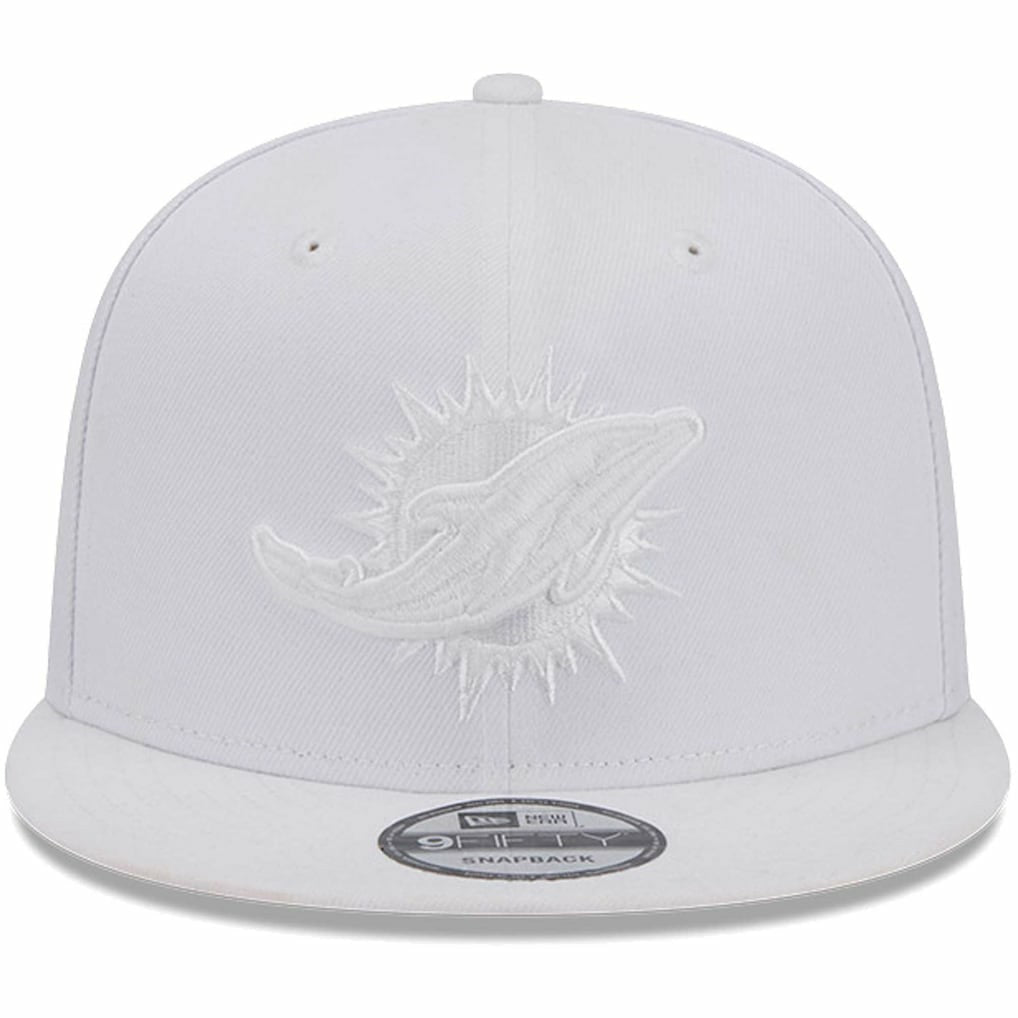 Miami Dolphins New Era Main White on White 9FIFTY Snapback Hat - NFL