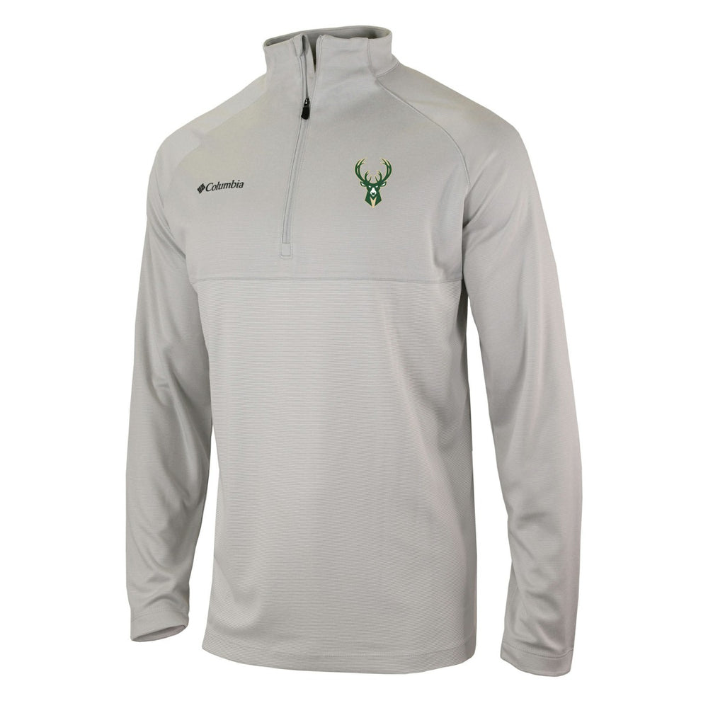 Columbia - Milwaukee Bucks Omni-Wick Rockin' It Quarter-Zip Pullover Top - Heather Gray