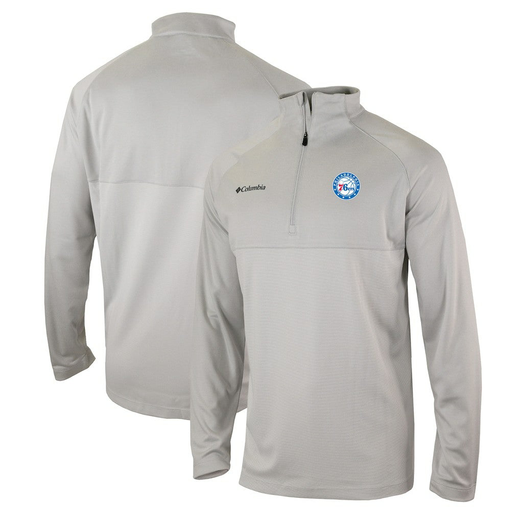 Columbia - Philadelphia 76ers Omni-Wick Rockin' It Quarter-Zip Pullover Top - Heather Gray