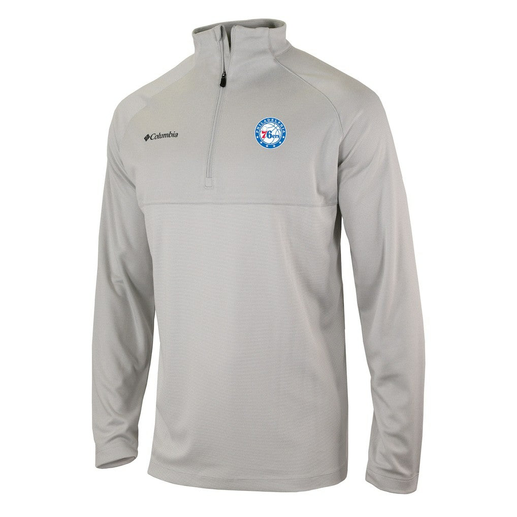 Columbia - Philadelphia 76ers Omni-Wick Rockin' It Quarter-Zip Pullover Top - Heather Gray
