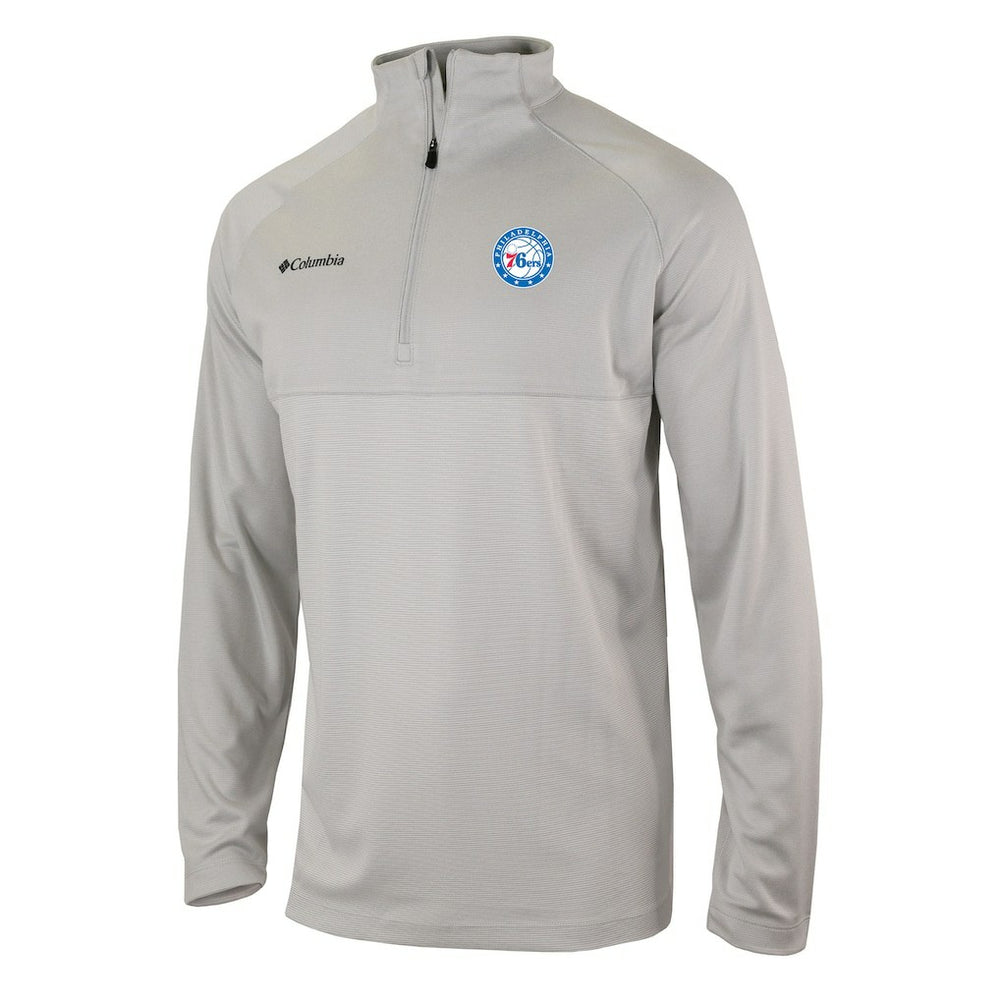 Columbia - Philadelphia 76ers Omni-Wick Rockin' It Quarter-Zip Pullover Top - Heather Gray