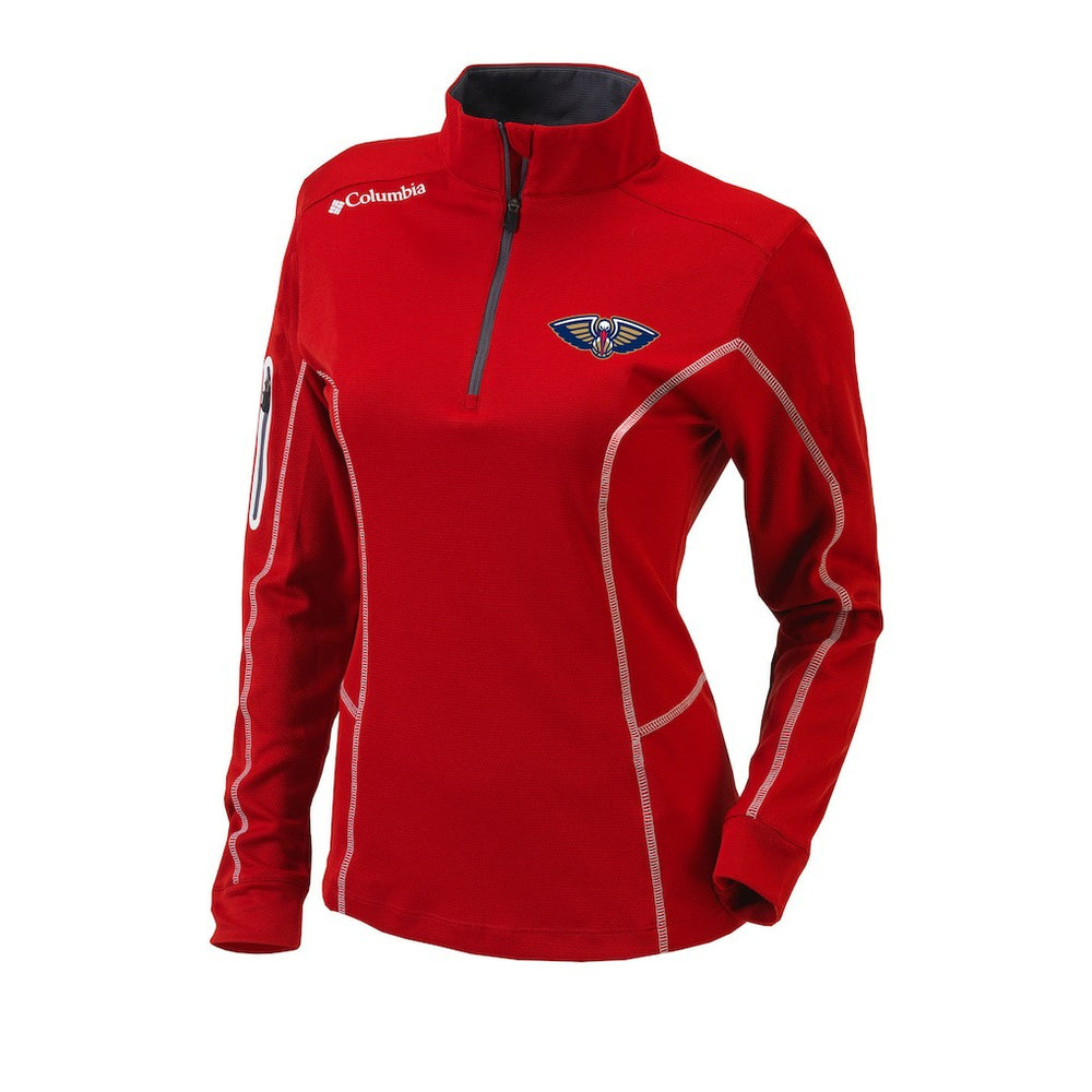 Columbia - New Orleans Pelicans Women's Omni-Wick Shotgun Quarter-Zip Pullover Top - Red