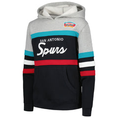 Mitchell & Ness - San Antonio Spurs Youth Hardwood Classics Head Coach Pullover Hoodie - Black/Heather Gray