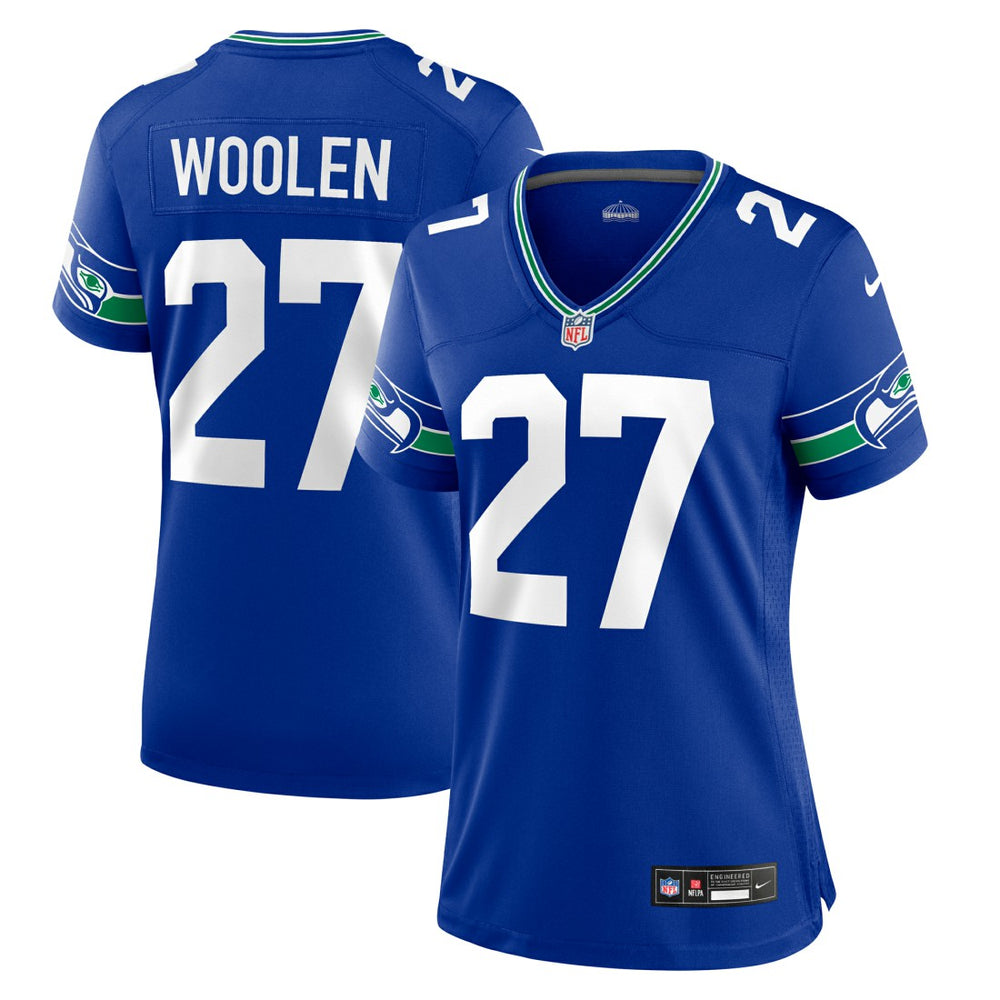 Tariq Woolen Seattle Seahawks Women's Throwback Player Game Jersey Royal - Nike