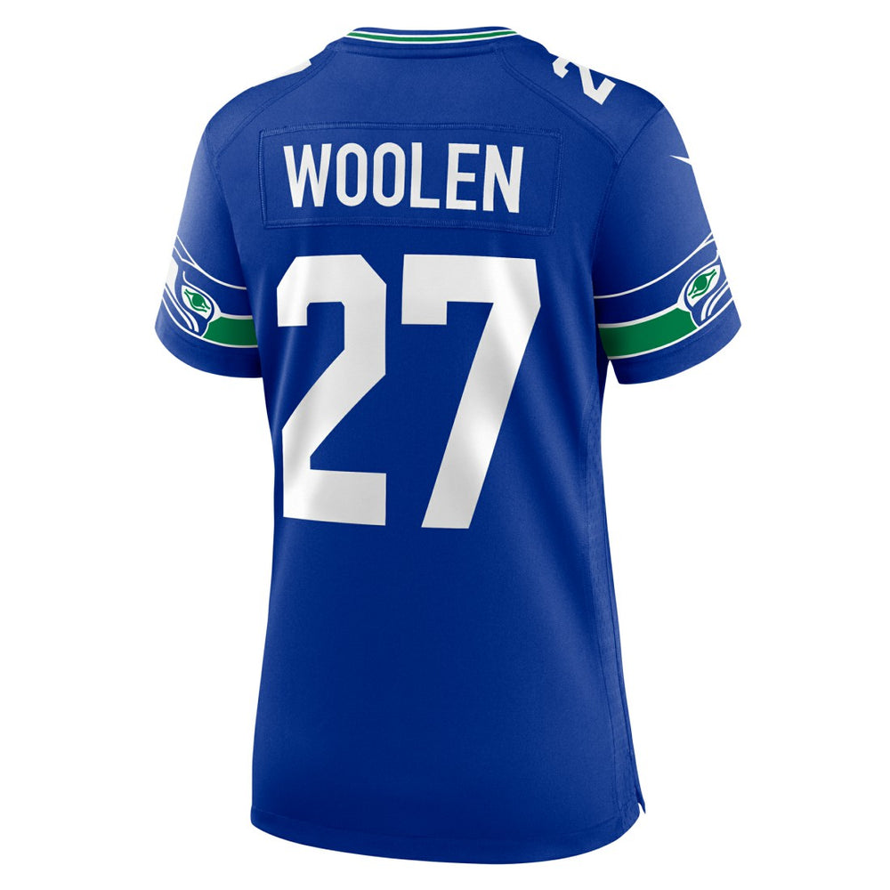 Tariq Woolen Seattle Seahawks Women's Throwback Player Game Jersey Royal - Nike