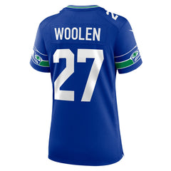 Tariq Woolen Seattle Seahawks Women's Throwback Player Game Jersey Royal - Nike