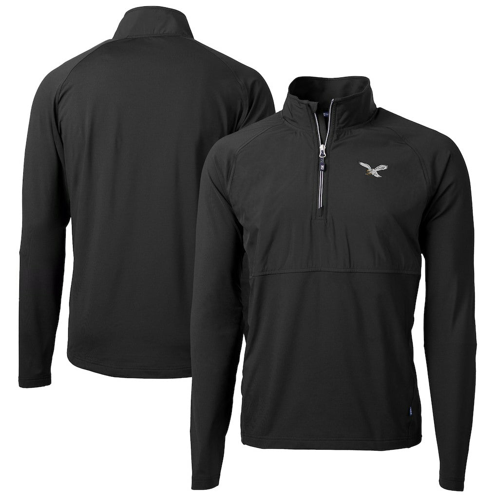 Philadelphia Eagles Cutter & Buck Adapt Eco Knit Hybrid Recycled Quarter-Zip Pullover Jacket Black - NFL