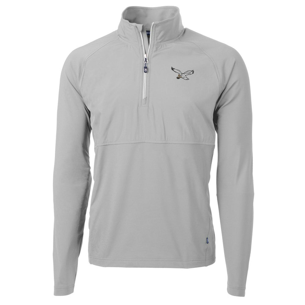 Philadelphia Eagles Cutter & Buck Adapt Eco Knit Hybrid Recycled Quarter-Zip Pullover Jacket Silver - NFL