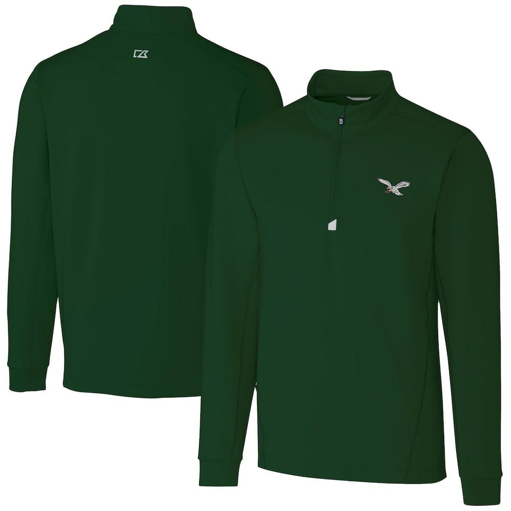 Philadelphia Eagles Cutter & Buck Traverse Stretch Quarter-Zip Pullover Hunter Green - NFL
