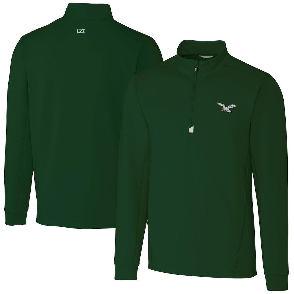 Philadelphia Eagles Cutter & Buck Traverse Stretch Quarter-Zip Pullover Hunter Green - NFL