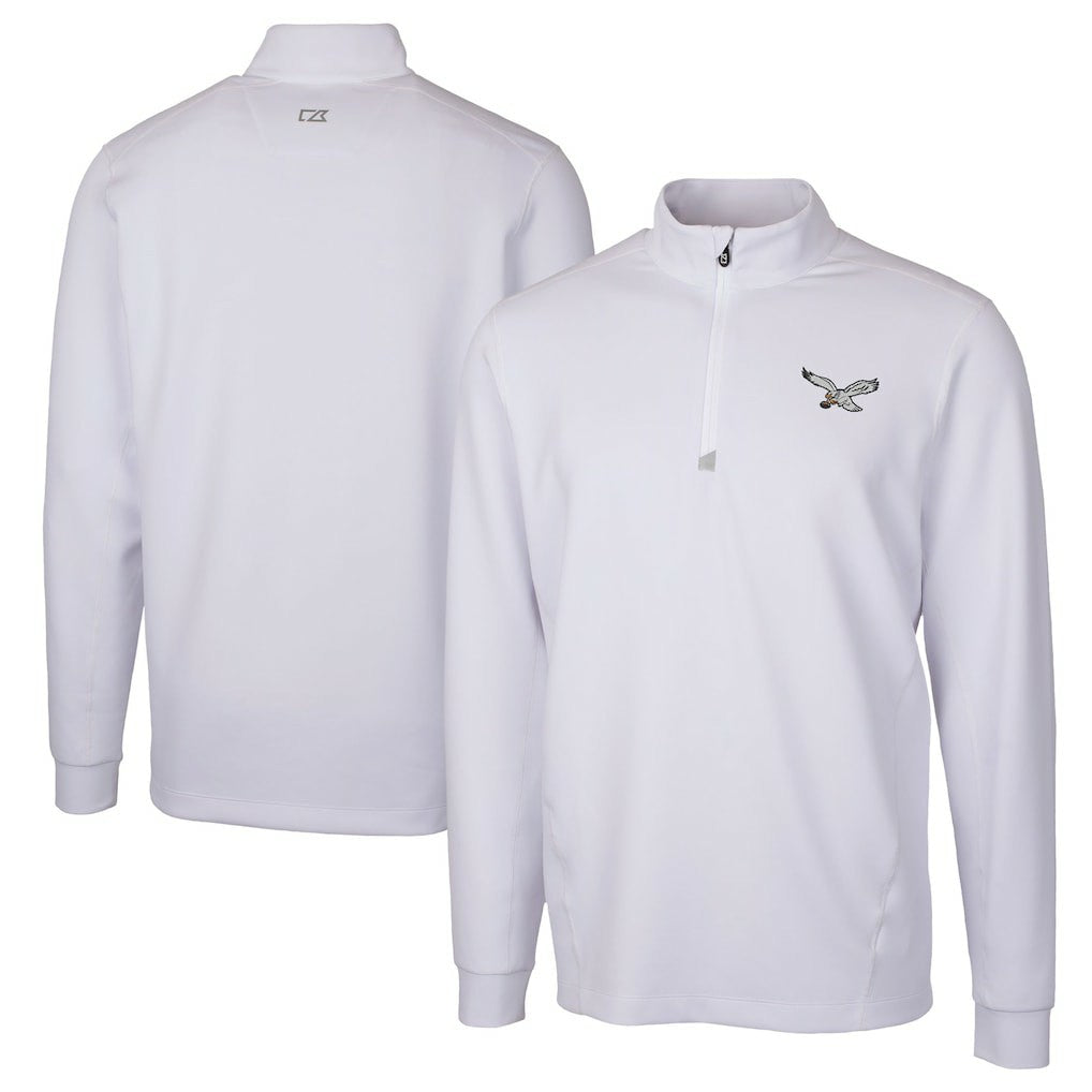 Philadelphia Eagles Cutter & Buck Traverse Stretch Quarter-Zip Pullover White - NFL