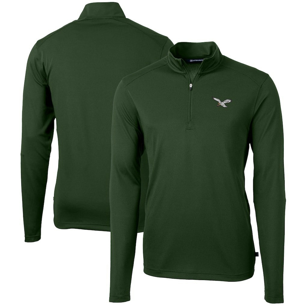 Philadelphia Eagles Cutter & Buck Virtue Eco Pique Recycled Quarter-Zip Pullover Hunter Green - NFL