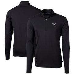 Philadelphia Eagles Cutter & Buck Virtue Eco Pique Recycled Quarter-Zip Pullover Black - NFL