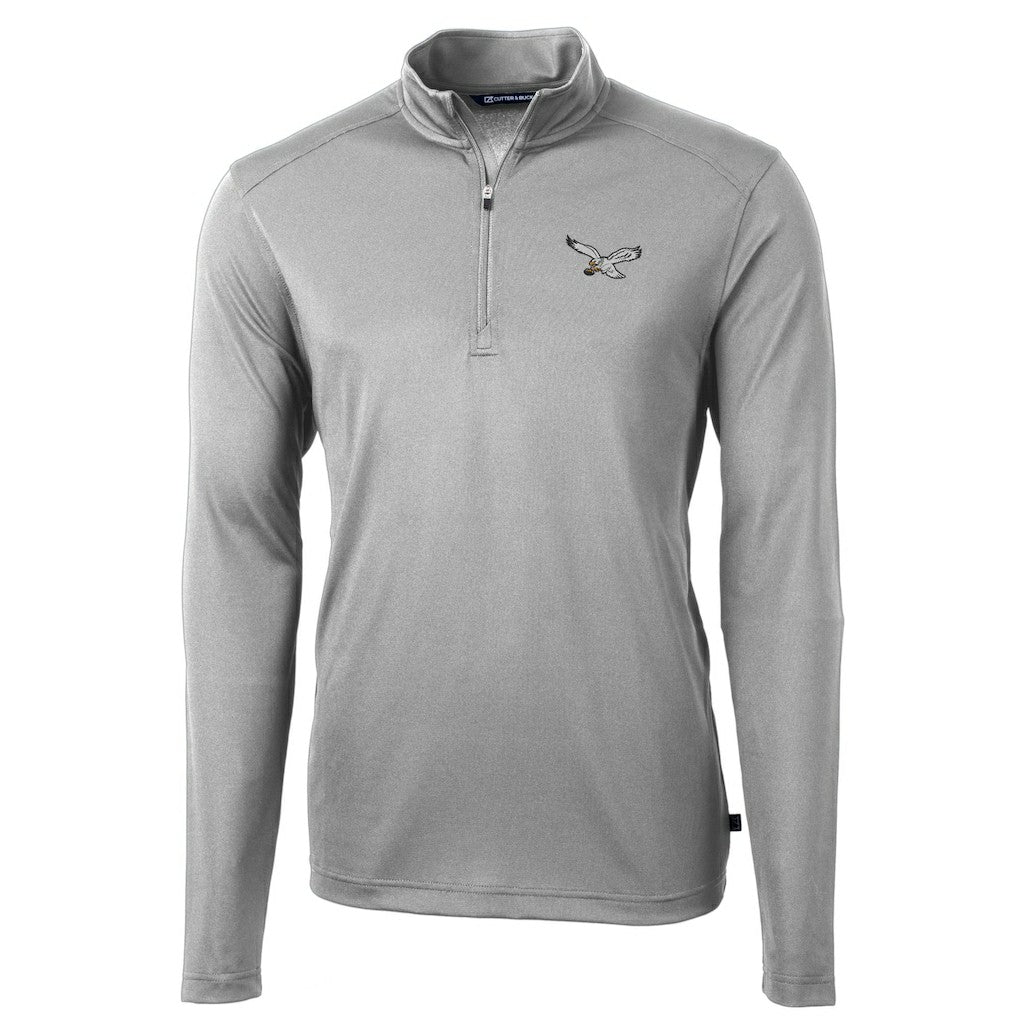 Philadelphia Eagles Cutter & Buck Virtue Eco Pique Recycled Quarter-Zip Pullover Silver - NFL