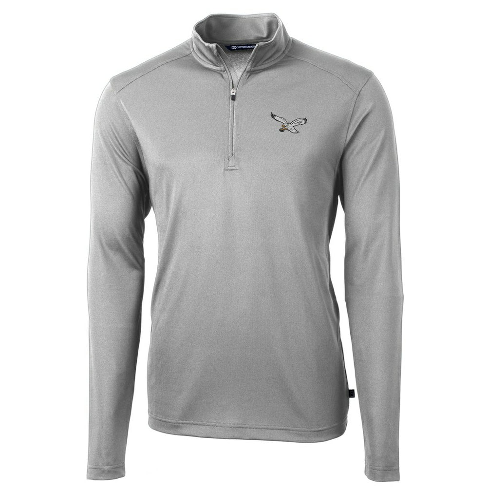 Philadelphia Eagles Cutter & Buck Virtue Eco Pique Recycled Quarter-Zip Pullover Silver - NFL