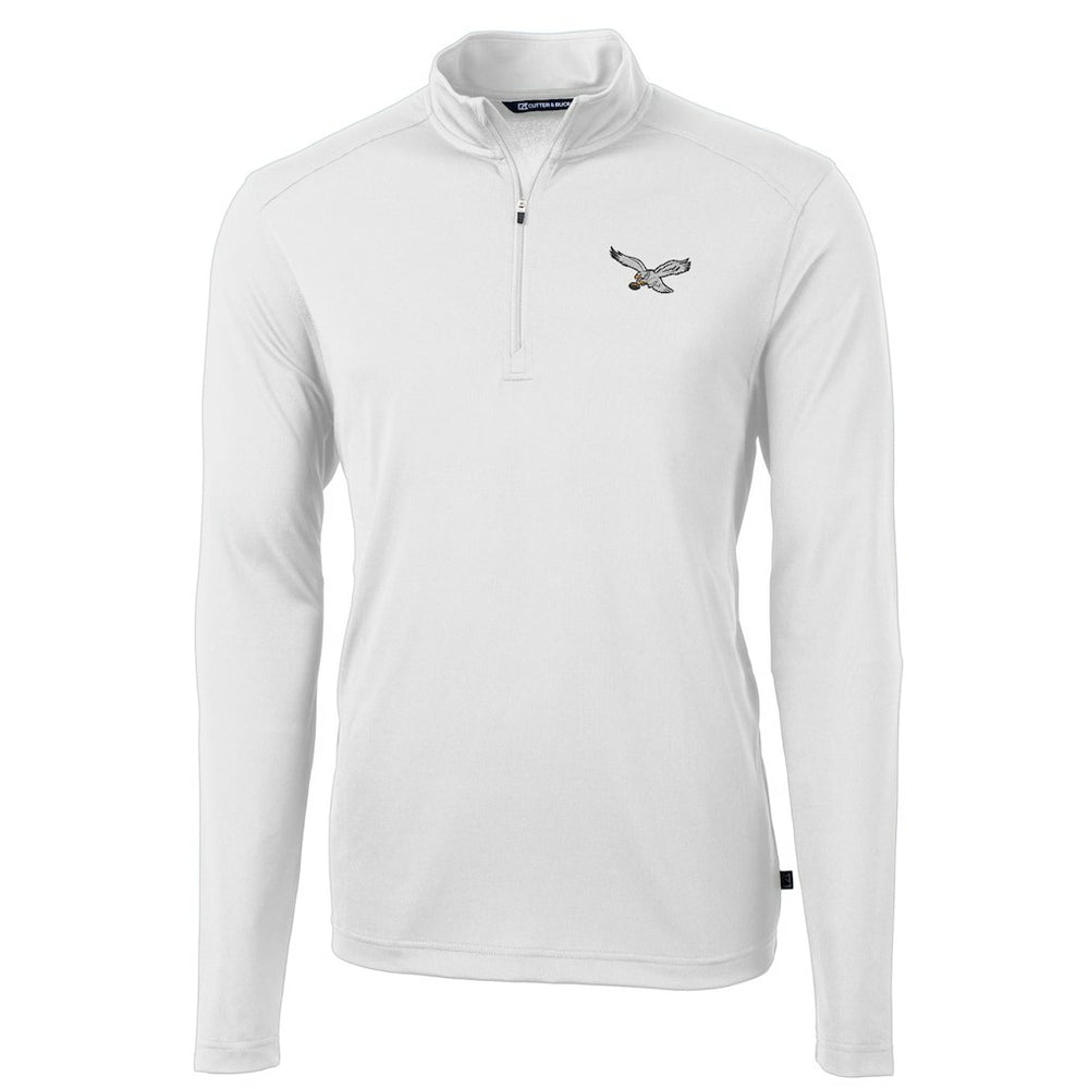 Philadelphia Eagles Cutter & Buck Virtue Eco Pique Recycled Quarter-Zip Pullover White - NFL
