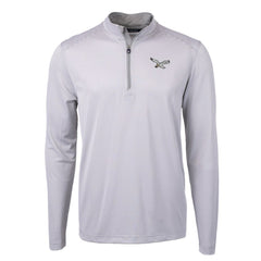 Philadelphia Eagles Cutter & Buck Virtue Eco Pique Micro Stripe Recycled Quarter-Zip Pullover Top White - NFL