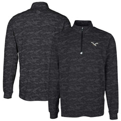 Philadelphia Eagles Cutter & Buck Traverse Camo Print Stretch Quarter-Zip Pullover Black - NFL