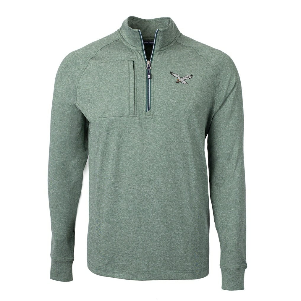 Philadelphia Eagles Cutter & Buck Adapt Eco Knit Heathered Recycled Quarter-Zip Pullover Heather Green - NFL
